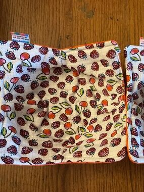 Hand crafted Bowl Cozies Set of 2, Berries & Cherries, Cotton